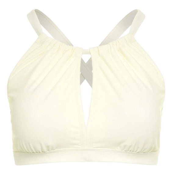 TIME & TRU 3X Plus 24W-26W Cream Vanilla Dream Pique Key Halter Bikini TOP NWT - Picture 2 of 7